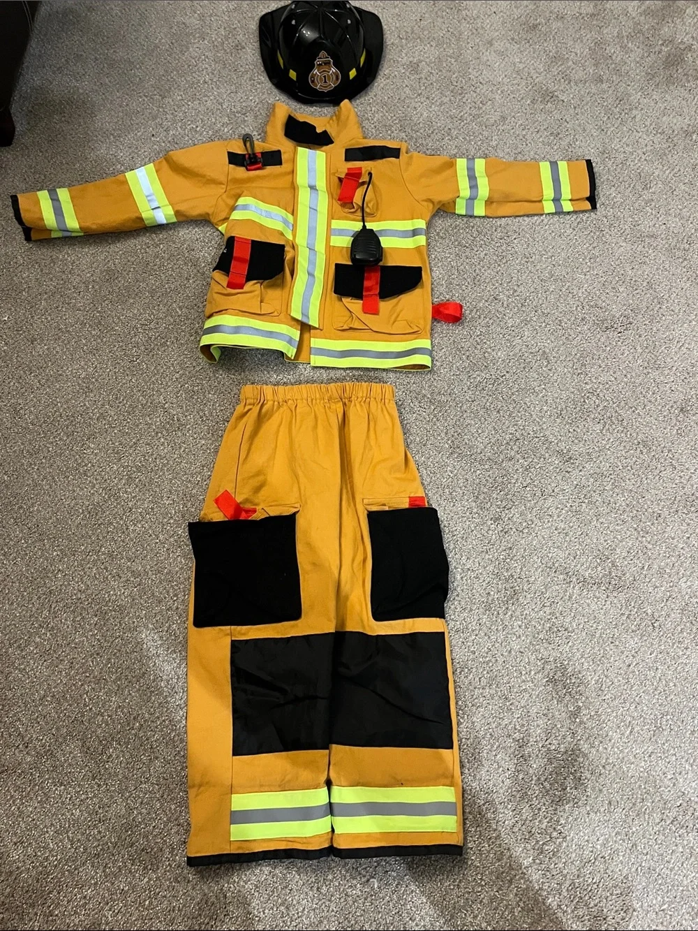 Kids Firefighter Costume Set - Yellow Jacket & Pants